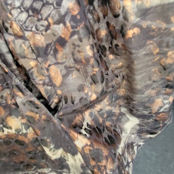 Susan Graver XS Zip up jacket blazer top snakeskin metallic liquid Knit QVC EUC - Picture 9 of 12